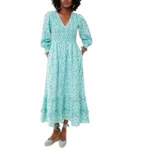 Tuckernuck x Pink City Prints • V-neck Isabel Dress in Mint Trellis NWOT